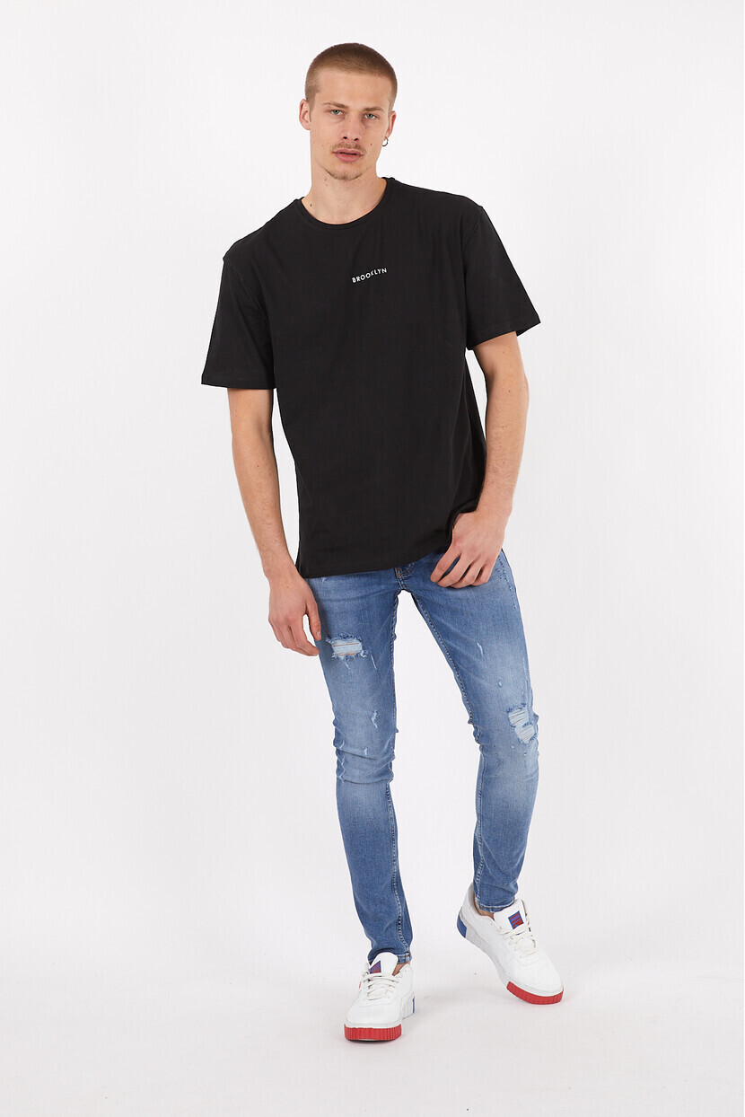 Twenty3 Erkek Basic Oversize Brooklyn Baskılı Kısa Kol T-Shirt