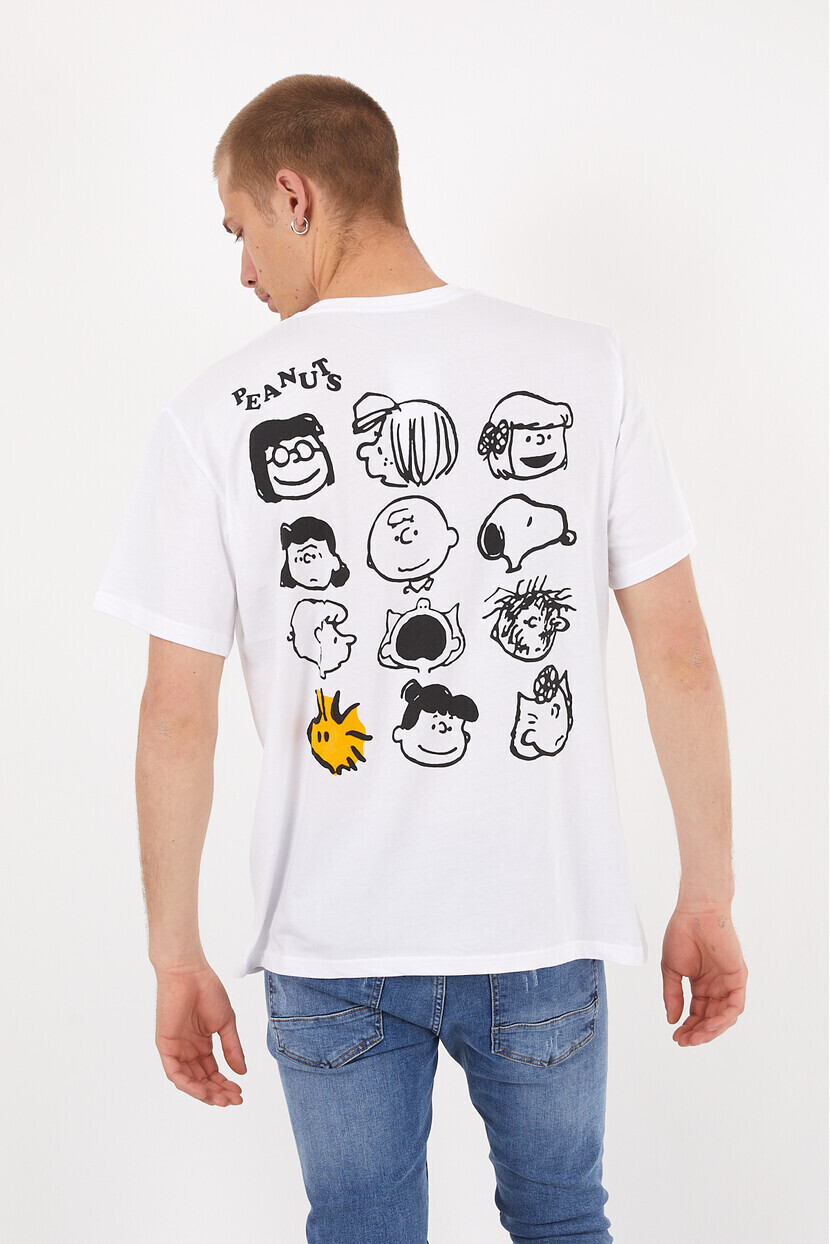 Twenty3 Erkek Basic Oversize Sıfır Yaka Önü ve Arkası Baskılı T-Shirt