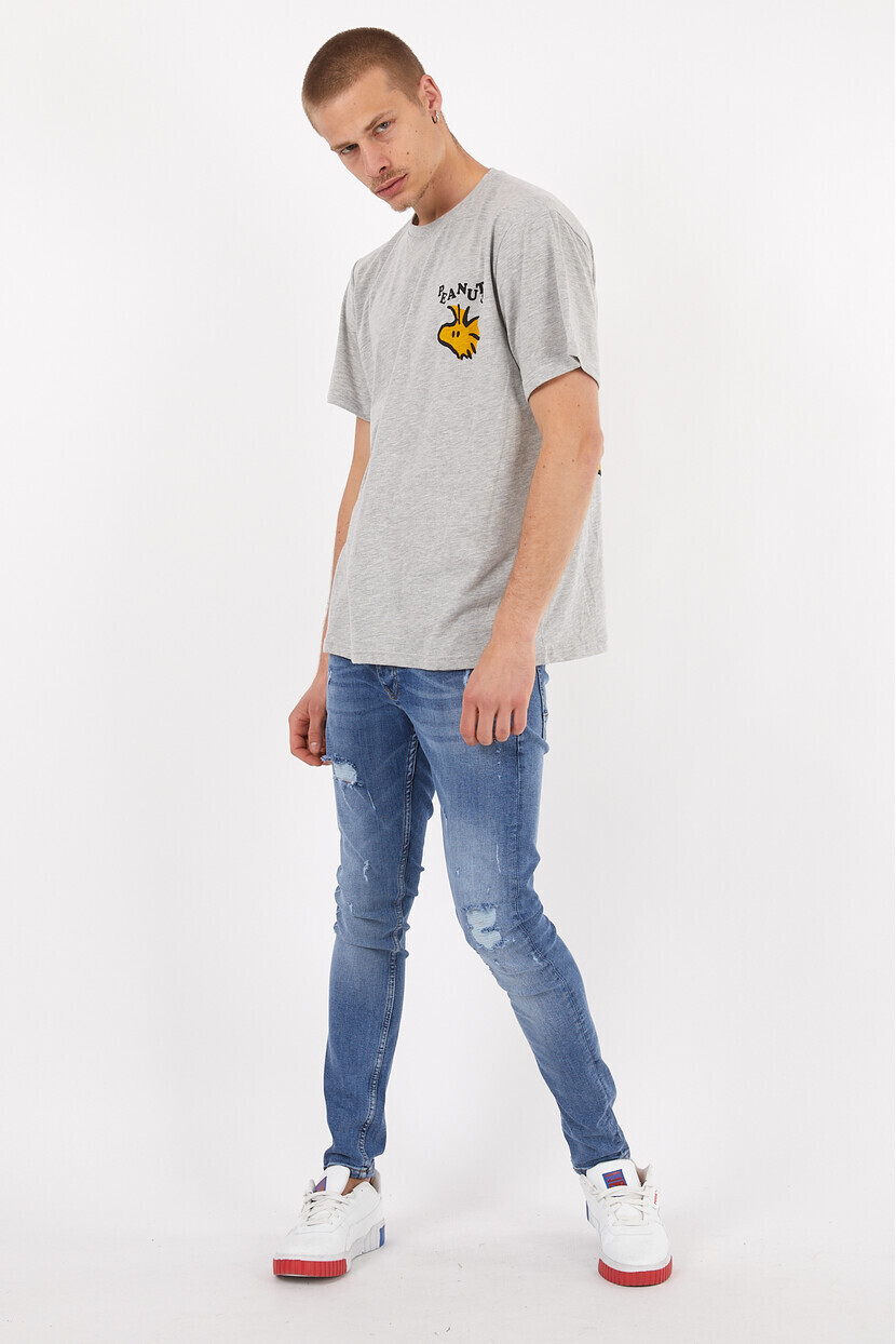Twenty3 Erkek Basic Oversize Sıfır Yaka Önü ve Arkası Baskılı T-Shirt