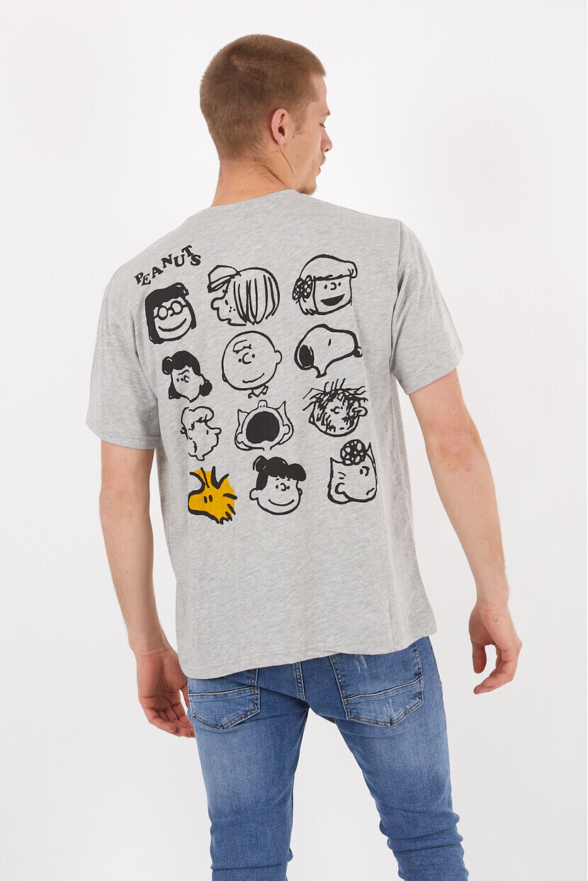 Twenty3 Erkek Basic Oversize Sıfır Yaka Önü ve Arkası Baskılı T-Shirt