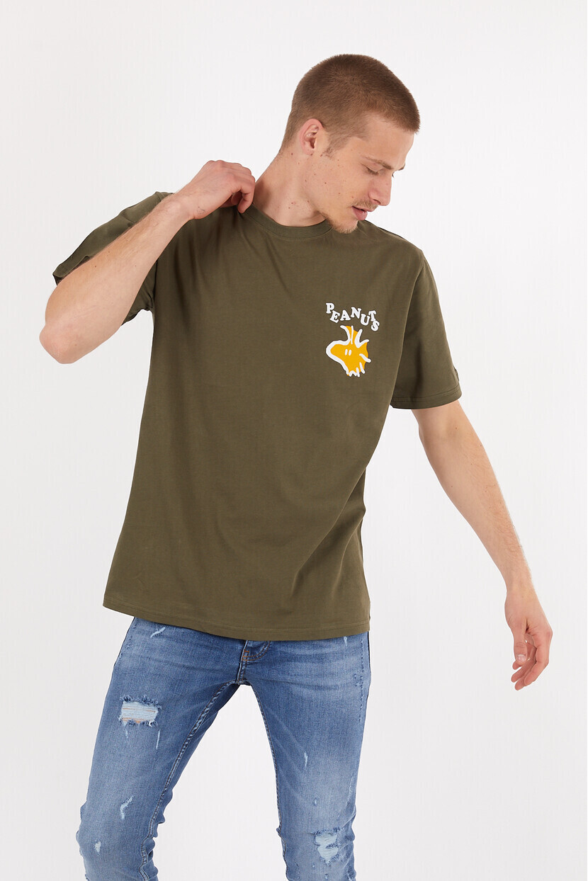 Twenty3 Erkek Basic Oversize Sıfır Yaka Önü ve Arkası Baskılı T-Shirt