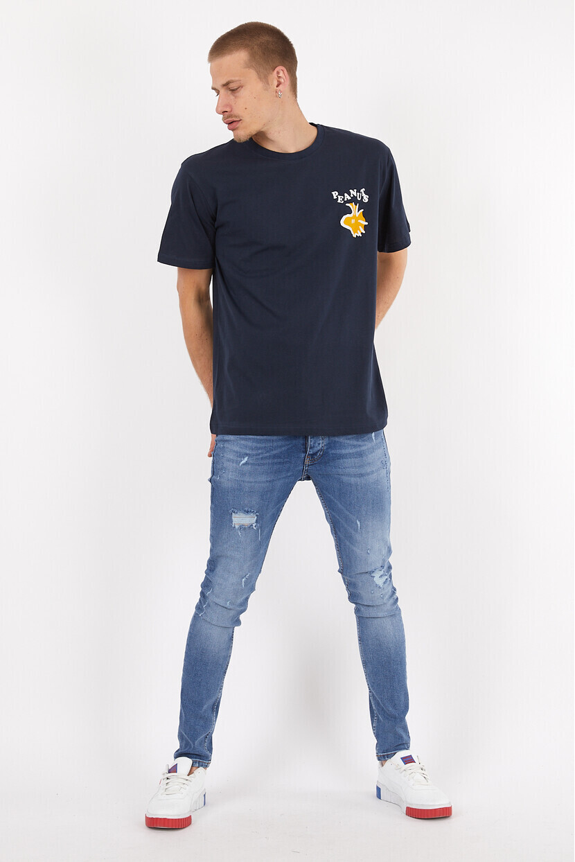 Twenty3 Erkek Basic Oversize Sıfır Yaka Önü ve Arkası Baskılı T-Shirt