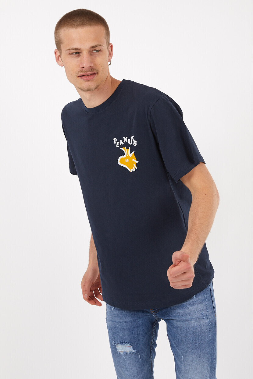 Twenty3 Erkek Basic Oversize Sıfır Yaka Önü ve Arkası Baskılı T-Shirt