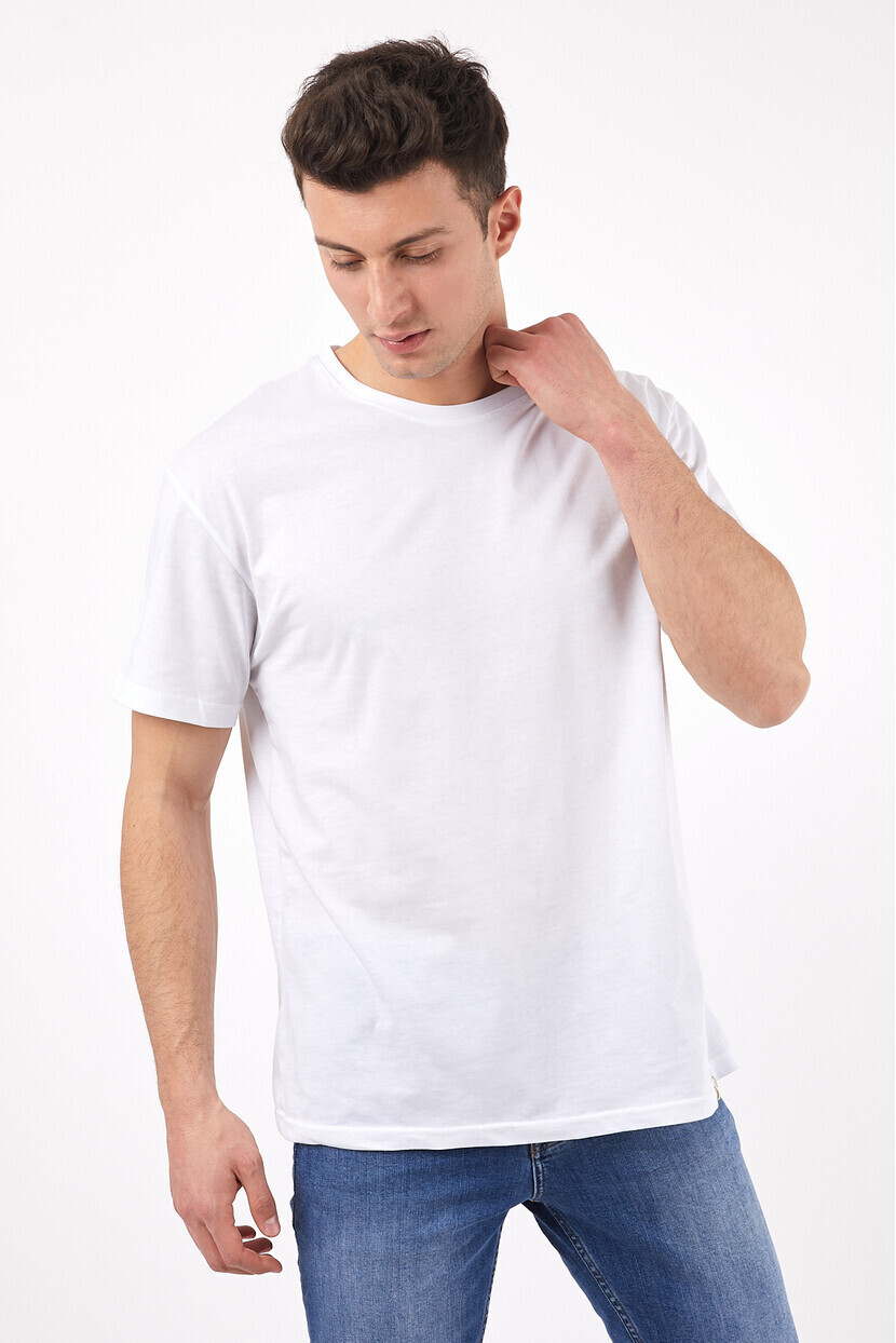 Twenty3 Erkek Sıfır Yaka Basic Oversize Düz T-Shirt 
