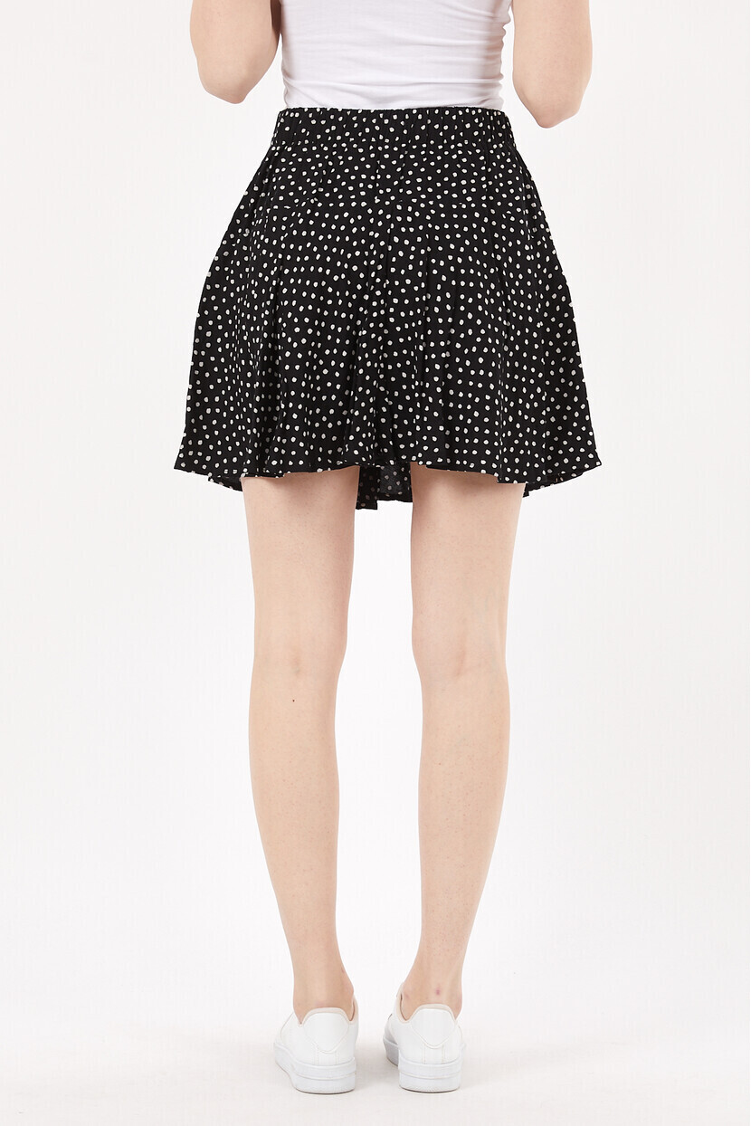 Twenty3 Kadın Beli Lastikli Piliseli Puantiyeli Şortlu Etek