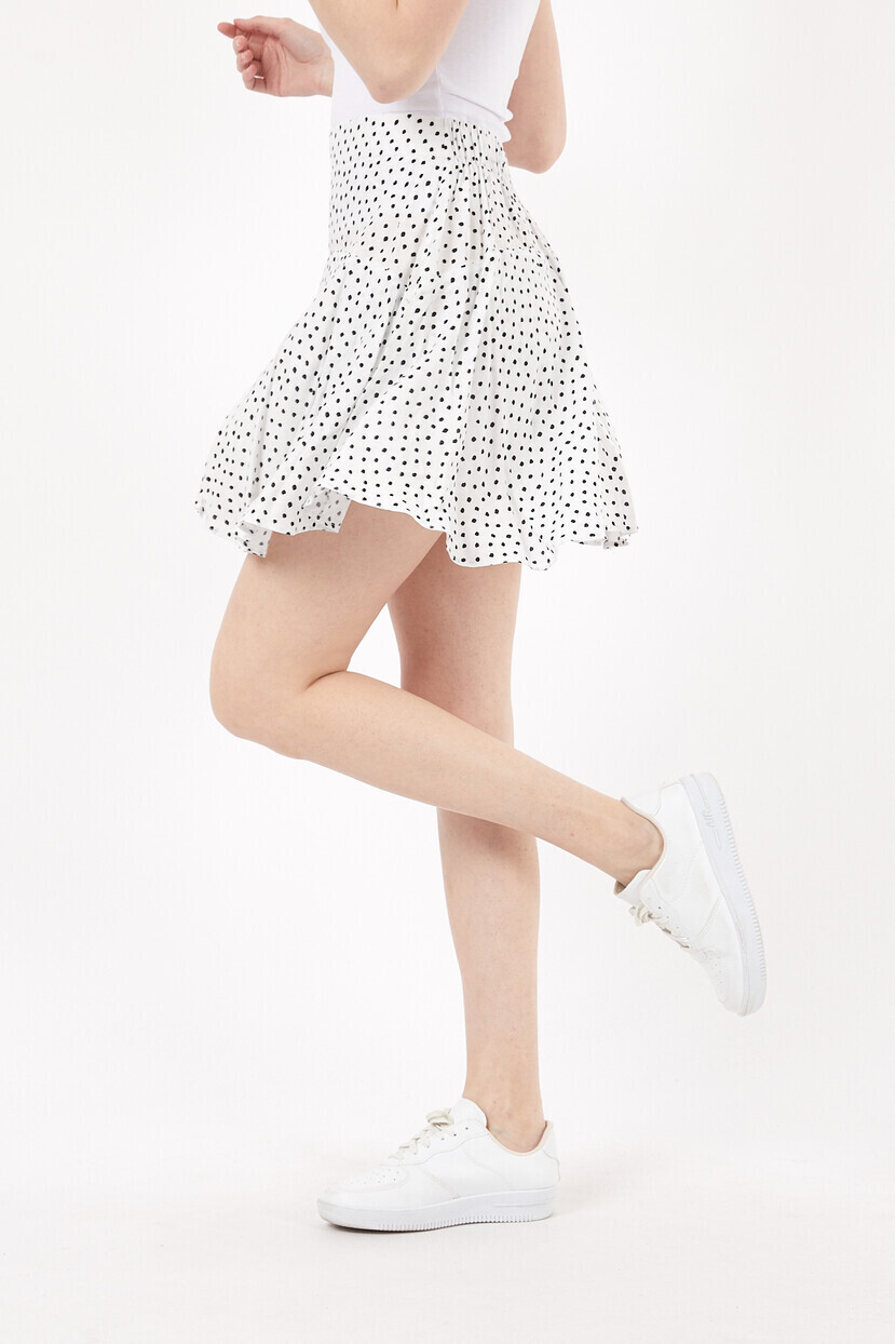 Twenty3 Kadın Beli Lastikli Piliseli Puantiyeli Şortlu Etek