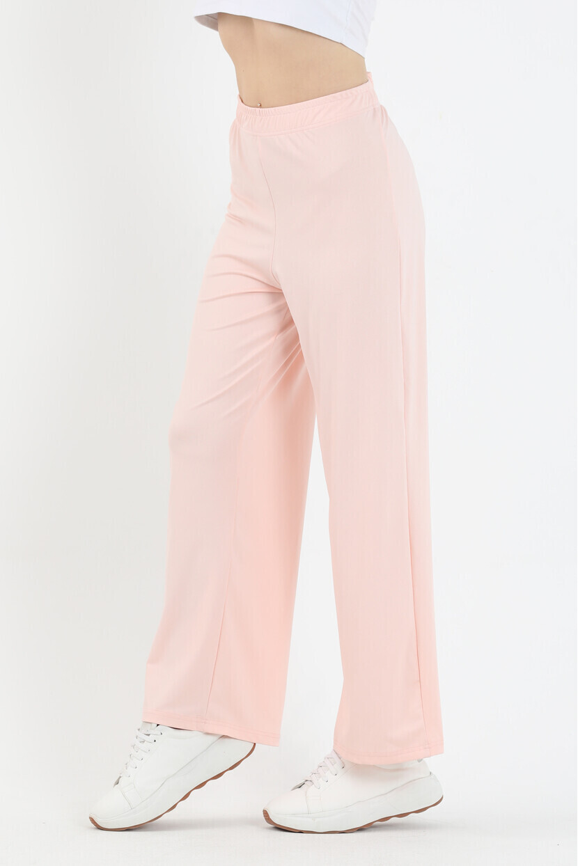 Twenty3 Kadın Crep Likralı Beli Lastikli Rahat Kesim Bol Paça Pantolon 