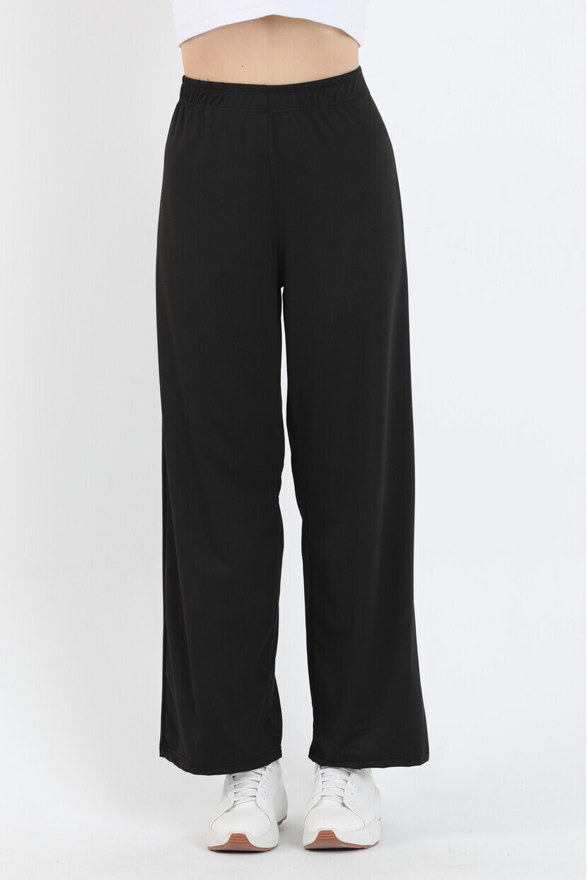 Twenty3 Kadın Crep Likralı Beli Lastikli Rahat Kesim Bol Paça Pantolon 