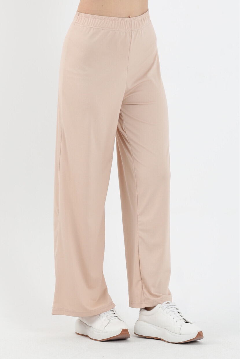 Twenty3 Kadın Crep Likralı Beli Lastikli Rahat Kesim Bol Paça Pantolon 