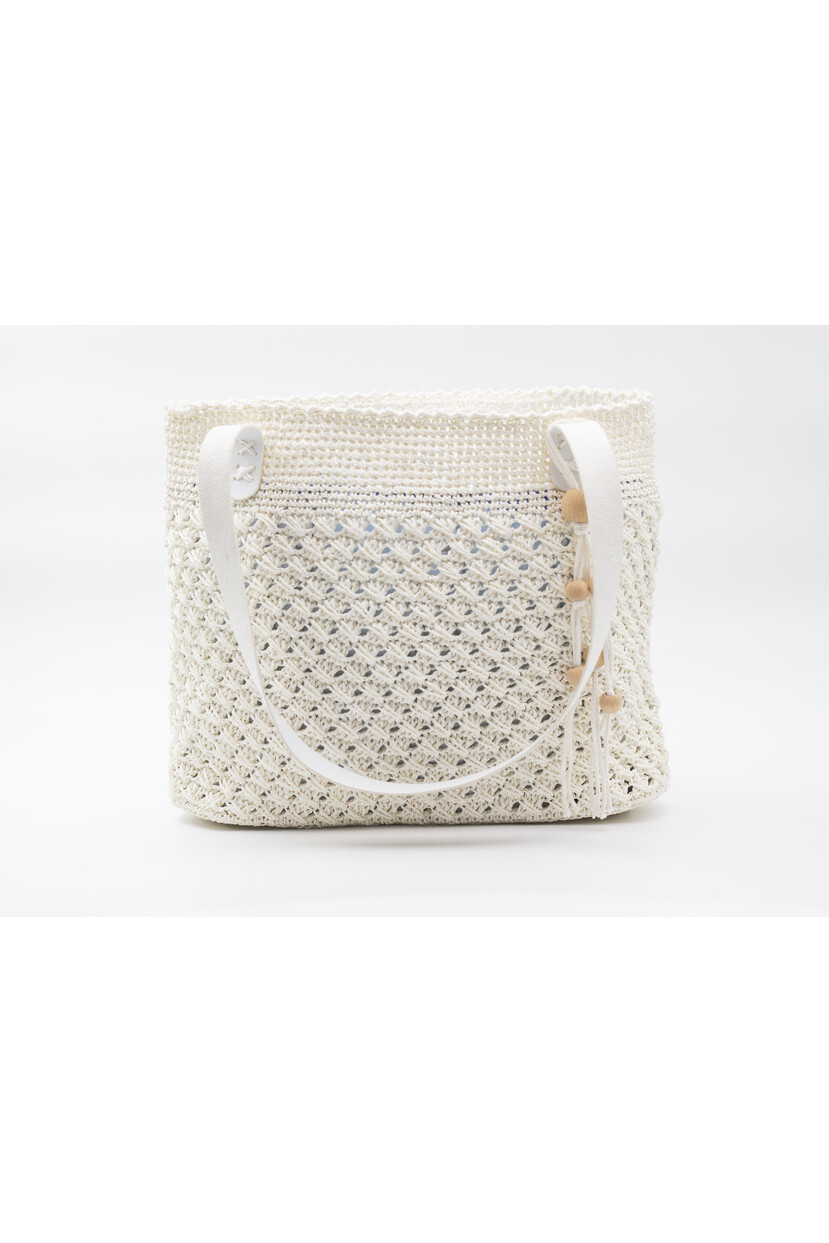 Twenty3 Kadın El Yapımı  Hasır Beyaz Kol Çantası
