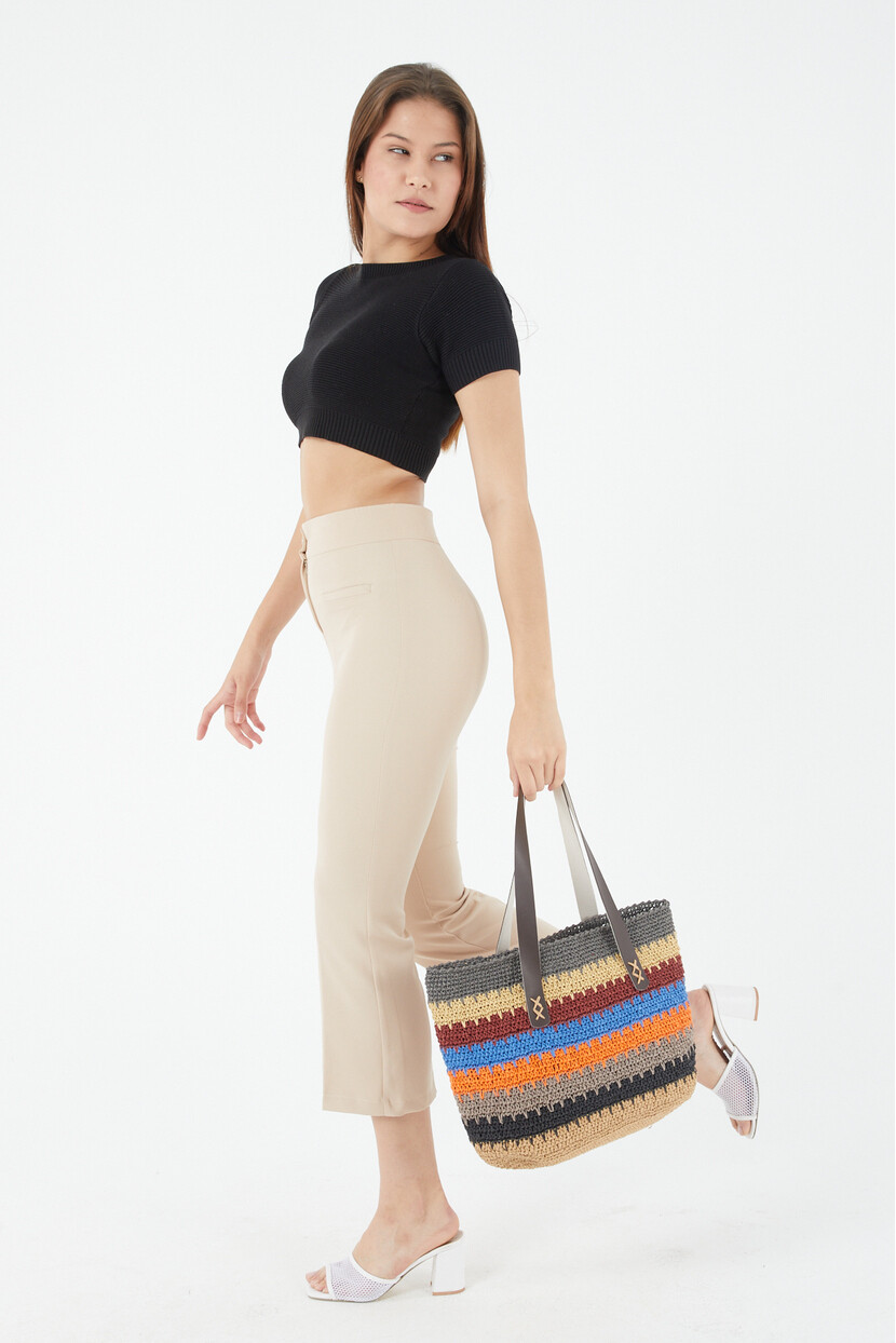 Twenty3 Kadın El Yapımı  Hasır Çok Renkli Kol Çantası