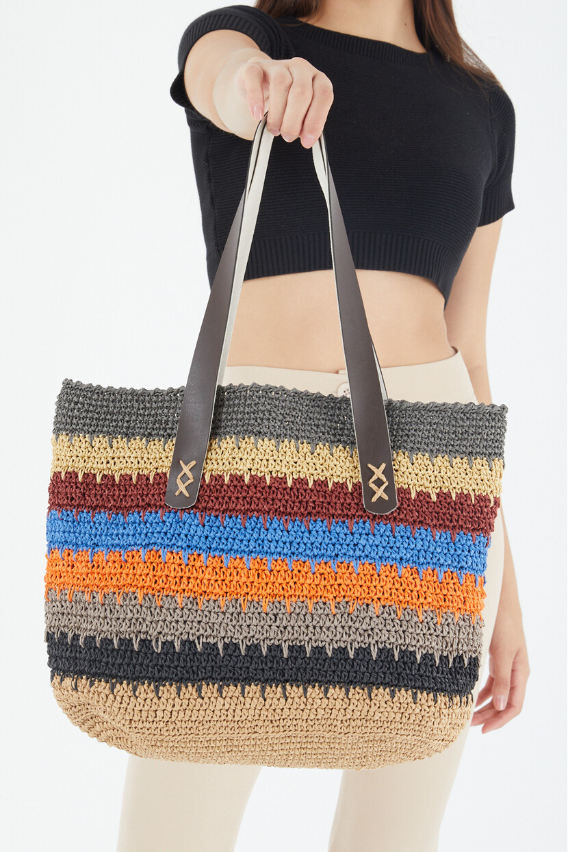 Twenty3 Kadın El Yapımı  Hasır Çok Renkli Kol Çantası