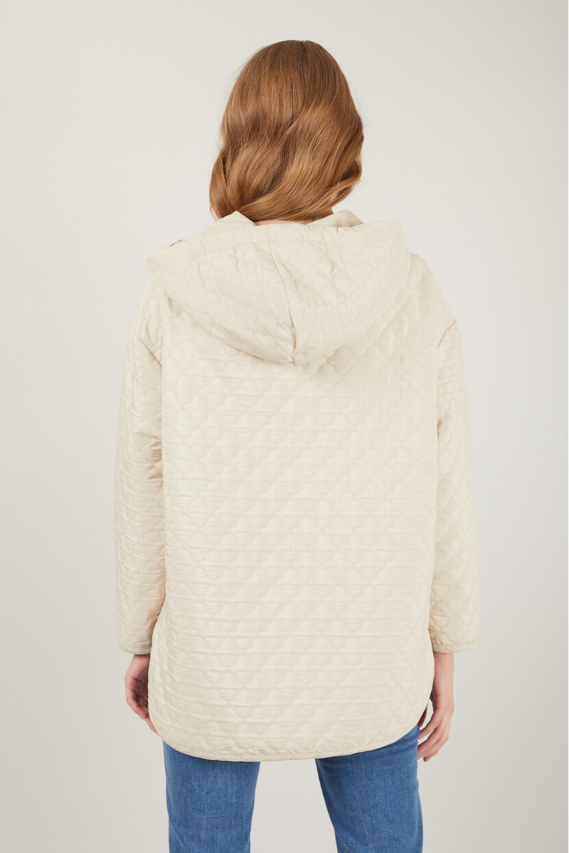 Twenty3 Kadın Kapüşonlu Yarım Fermuarlı Cepli Kapak Detaylı Kapitone Oversize Sweatshirt