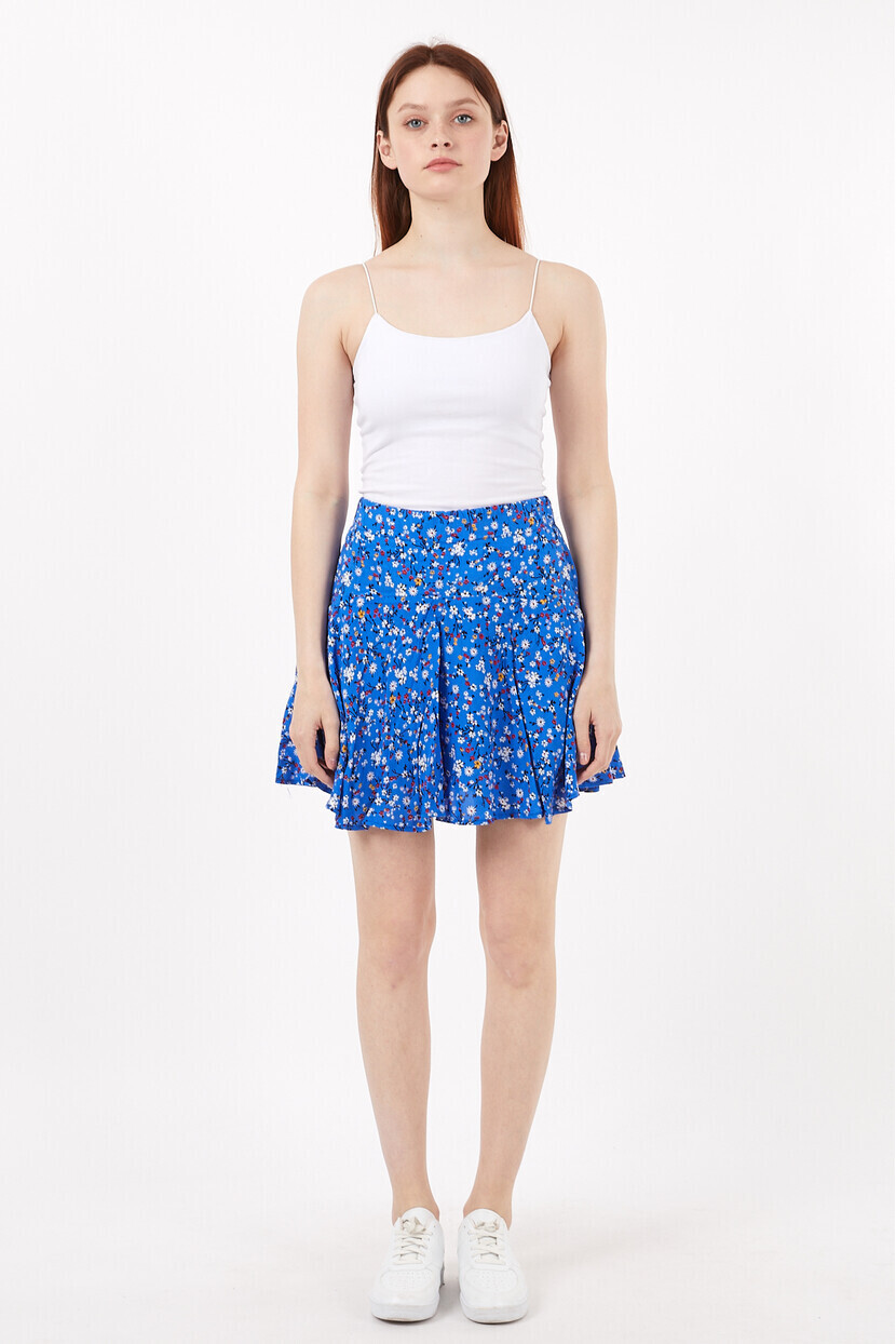 Twenty3 Kadın Lastikli Piliseli Çiçek Desenli Şortlu Etek