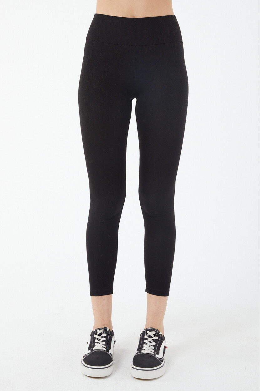 Twenty3 Kadın Siyah Yüksek Belli Kalın Kemerli Çelik Örme Tayt