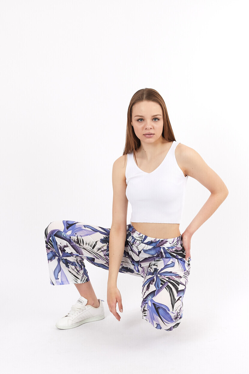 Twenty3 Kadın Yaprak Desenli Rahat Kesim Pantolon