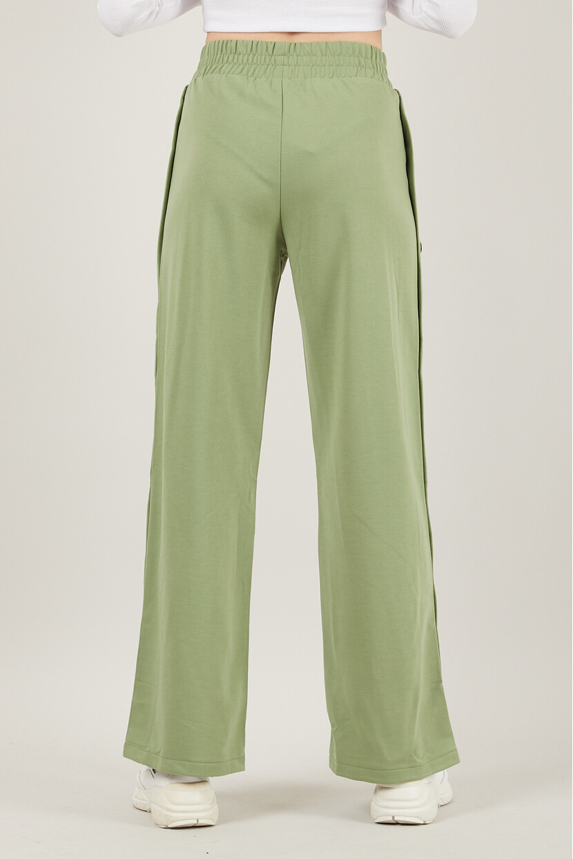 Twenty3 Kadın Yüksek Bel Yanı Çıt Çıtlı Paçası İspanyol Ve Yırtmaçlı Eşofman Altı Örme Pantolon