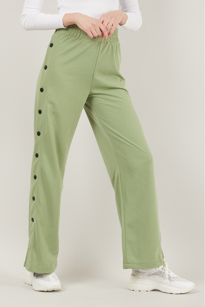 Twenty3 Kadın Yüksek Bel Yanı Çıt Çıtlı Paçası İspanyol Ve Yırtmaçlı Eşofman Altı Örme Pantolon