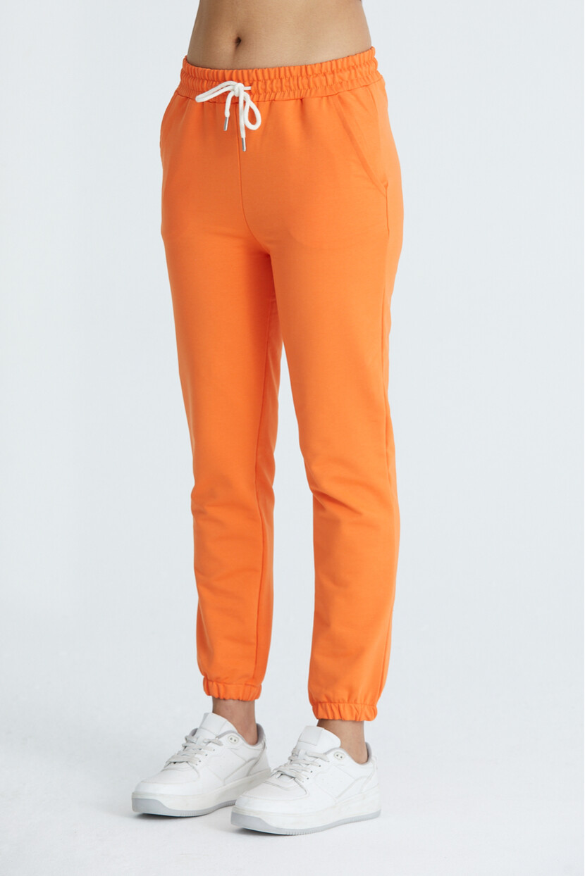 Twenty3 Kadın Basic 2 İplik Likralı Regular Fit Paçası Lastikli Turuncu Eşofman Altı
