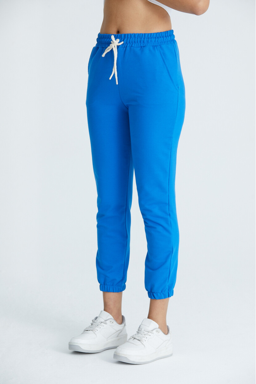 Twenty3 Kadın Basic 2 İplik Likralı Regular Fit Paçası Lastikli Saks Eşofman Altı