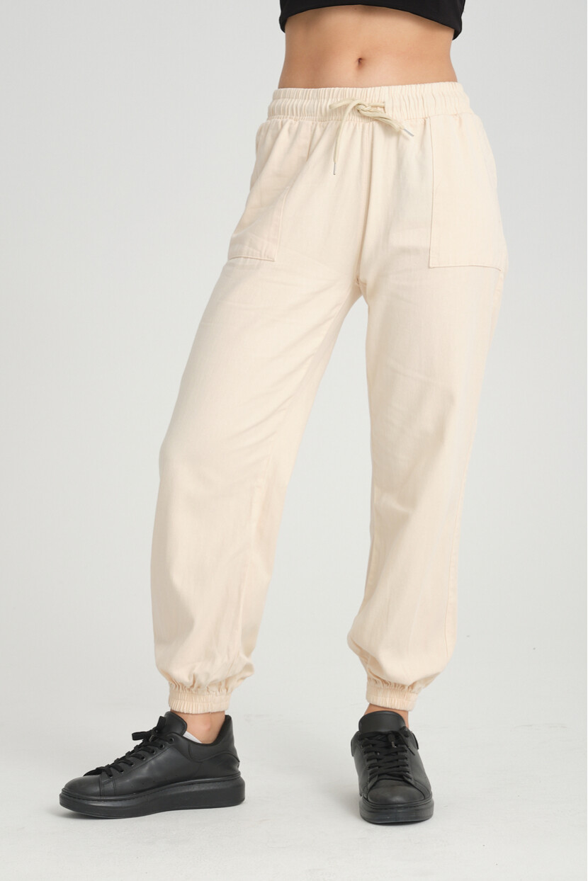 Twenty3 Kadın Basic Beli ve Paçası Lastikli Rahat Kalıp Gabardin Kumaş Jogger Pantolon
