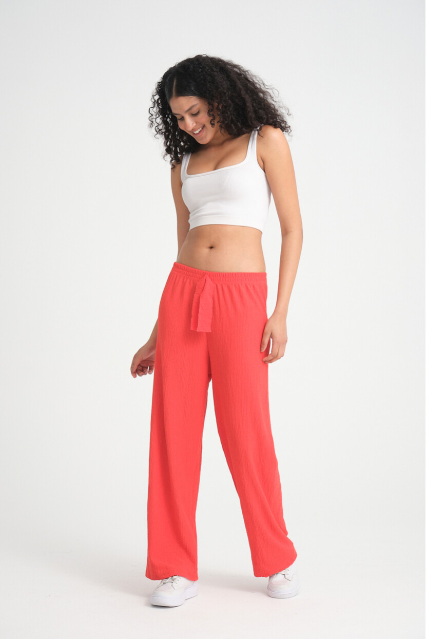 Twenty3 Kadın Beli Lastikli Yazlık Bol Paça Krep Uzun Pantolon