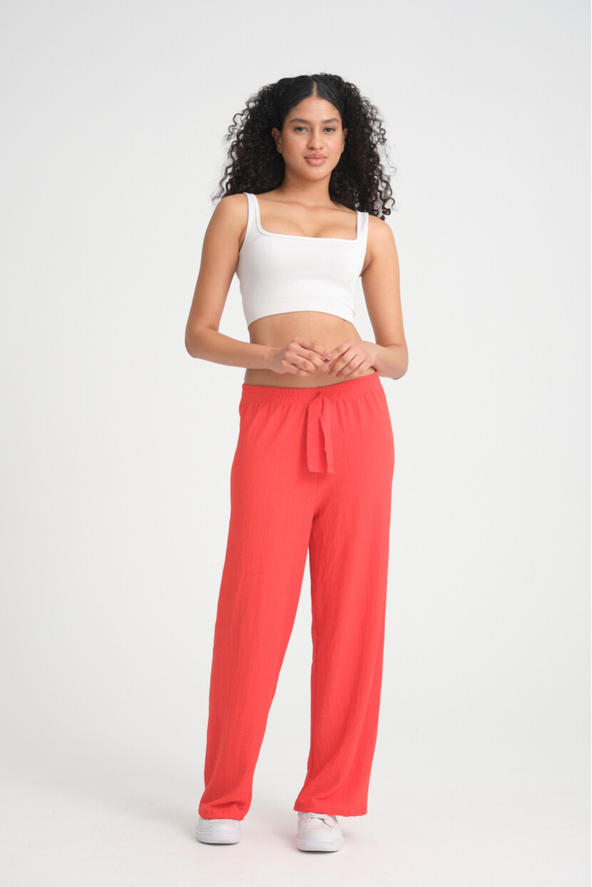 Twenty3 Kadın Beli Lastikli Yazlık Bol Paça Krep Uzun Pantolon