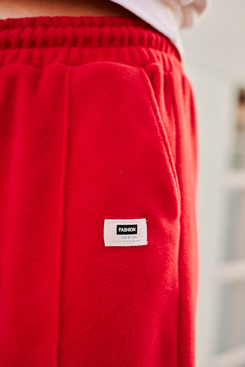 Twenty3 Kadın Polar Nervür Detaylı Etiketli Düz Paça Palazzo Eşofman Altı