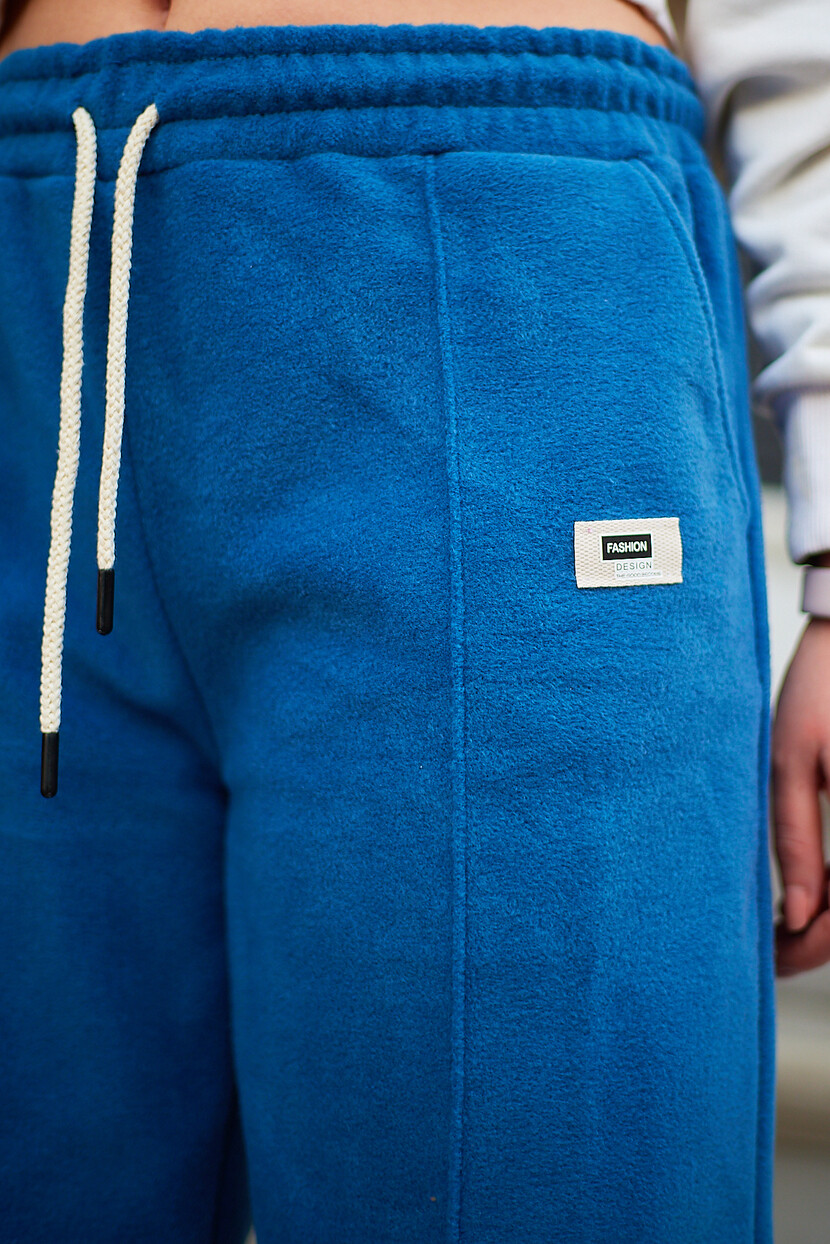 Twenty3 Kadın Polar Nervür Detaylı Etiketli Düz Paça Palazzo Eşofman Altı