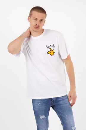 Twenty3 Erkek Basic Oversize Sıfır Yaka Önü ve Arkası Baskılı T-Shirt