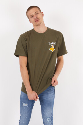Twenty3 Erkek Basic Oversize Sıfır Yaka Önü ve Arkası Baskılı T-Shirt