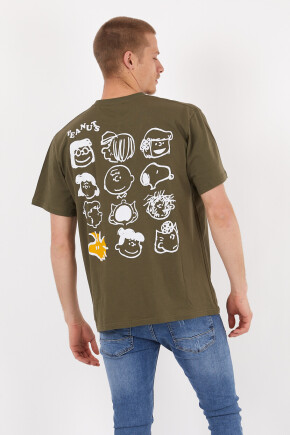 Twenty3 Erkek Basic Oversize Sıfır Yaka Önü ve Arkası Baskılı T-Shirt