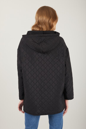Twenty3 Kadın Kapüşonlu Yarım Fermuarlı Cepli Kapak Detaylı Kapitone Oversize Sweatshirt