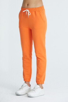 Twenty3 Kadın Basic 2 İplik Likralı Regular Fit Paçası Lastikli Turuncu Eşofman Altı