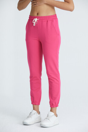Twenty3 Kadın Basic 2 İplik Likralı Regular Fit Paçası Lastikli Pembe Eşofman Altı