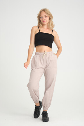 Twenty3 Kadın Basic Beli ve Paçası Lastikli Rahat Kalıp Gabardin Kumaş Jogger Pantolon
