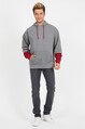 Twenty3 Erkek 2 İplik Oversize Comfort Kesim Kapşonu ve Kol Ucu Parçalı Sweat Shirt