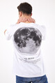 Twenty3 Erkek Basic Oversize Önü ve Arkası Ay Temalı Baskılı T-Shirt 