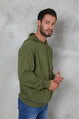 Twenty3  Erkek Oversize Kapüşonlu Kanguru Cepli Ribanalı Uzun Kollu Basic Sweatshirt