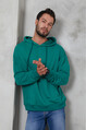 Twenty3  Erkek Oversize Kapüşonlu Kanguru Cepli Ribanalı Uzun Kollu Basic Sweatshirt