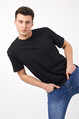 Twenty3 Erkek Sıfır Yaka Basic Oversize Düz T-Shirt 