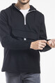 Twenty3  Erkek Yarım Fermuarlı Kapüşonlu Cepli Sweatshirt 