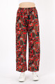 Twenty3 Kadın Kırmızı Desenli Rahat Kesim Pantolon