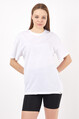 Twenty3 Kadın Sıfır Yaka Basic Düz Oversize T-Shirt 