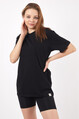 Twenty3 Kadın Sıfır Yaka Basic Düz Oversize T-Shirt 